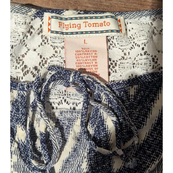 Flying Tomato L Bohemian Mixed Print Lace Blouse - Picture 3 of 5